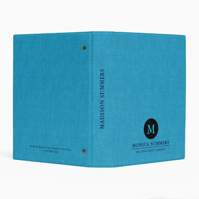 Personalized Light Blue Linen 3 Ring Binder (Background)