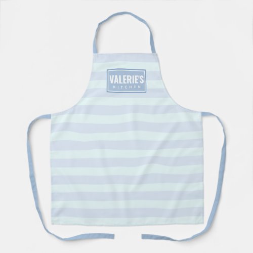 Personalized Light Blue  Mint Striped Apron