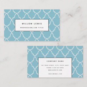 Personalized Light Blue Moroccan Lattice Modern Business Card
