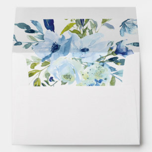 Personalized Light Blue Navy Floral Watercolor Envelope