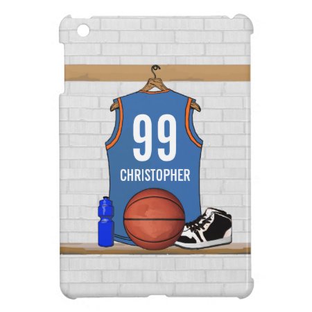 Personalized Light Blue Orange Basketball Jersey Case For The Ipad Min