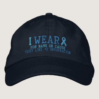 Personalized Light Blue Ribbon Awareness Embroidered Baseball Cap