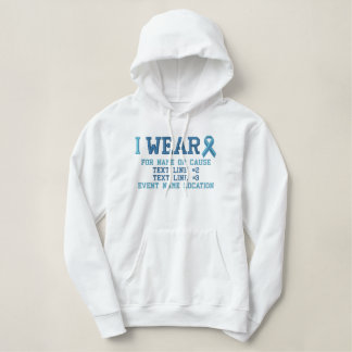 Personalized Light Blue Ribbon Awareness Embroidered Hoodie