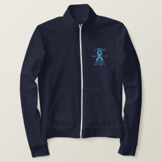Personalized Light Blue Ribbon Awareness Embroidered Jacket