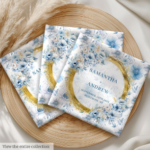 Personalized Light Blue Romantic Wedding Cloth Nap Napkin