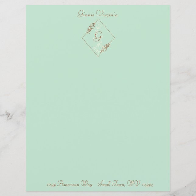Personalized Light Blue Stationery Sheet (Front)