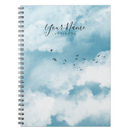 Personalized Light Blue Summer Clouds Notebook