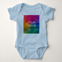 Personalized Light Blue Template Add Image Photo Baby Bodysuit