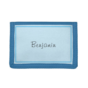 Personalized Light Blue Tri-fold Wallet