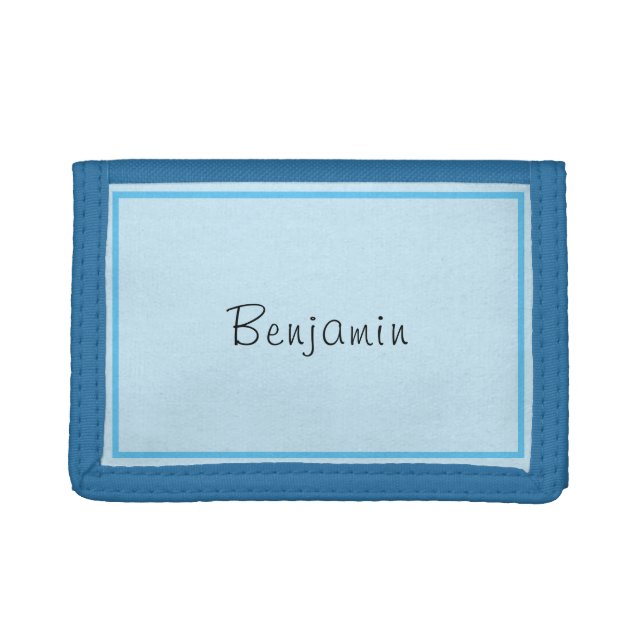 Personalized Light Blue Trifold Wallet (Front)