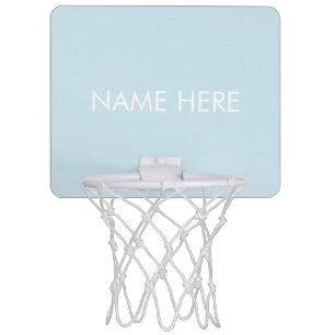 Personalized light blue white custom name text mini basketball hoop