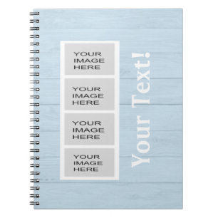 Personalized Light Blue Wood Photo Booth Notebook