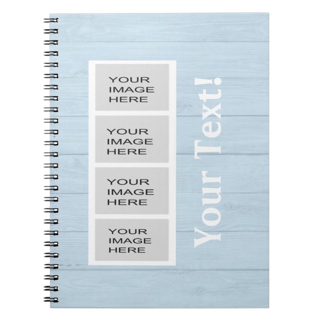 Personalized Light Blue Wood Photo Booth Notebook (Front)