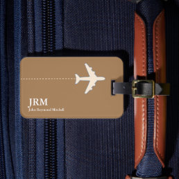 Personalized light brown Airplane Travel Luggage Tag