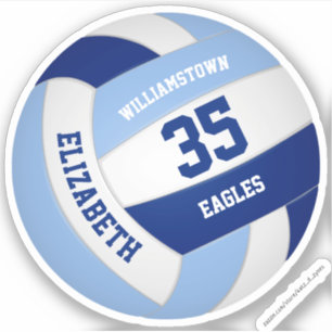 personalized light dark blue white volleyball sticker