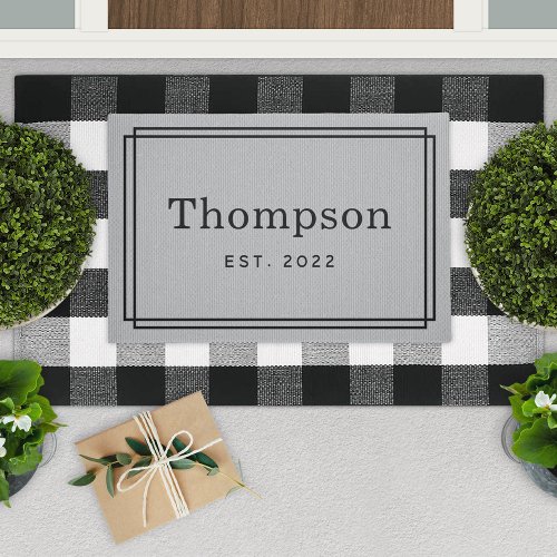 Personalized Light Gray Family Last Name Monogram Doormat