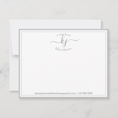 Personalized Light Gray From The Desk Of Note Card