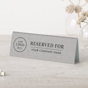 Personalized Light Gray Linen Black Typography Table Tent