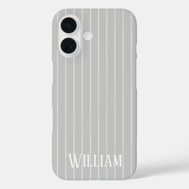 Personalized light gray pinstripes Case-Mate iPhone case (Back)