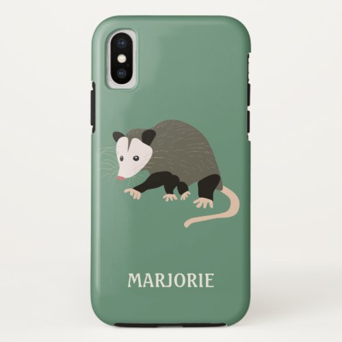 Personalized Light Green Cute Cartoon Possum iPhone X Case