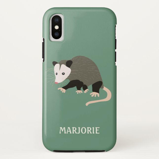 Personalized Light Green Cute Cartoon Possum Case-Mate iPhone Case (Back)