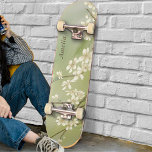 Personalized Light Green White Flowers Skateboard<br><div class="desc">Personalized Light Green White Flowers Skateboard. ♥ Customize it with your name by using the template fields. ♥ If you want to change the font style, color or text placement, simply click the "Customize Further" button. You can also change the background color. ♥ If you need any help, please always...</div>