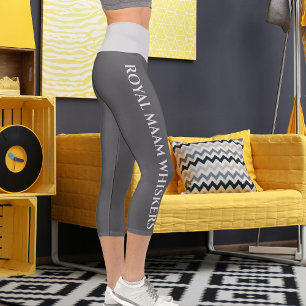Personalized Light Grey Dark Grey Custom Text Fun Capri Leggings