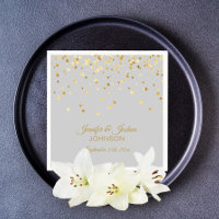 Personalized Light Grey Gray Gold Confetti Wedding