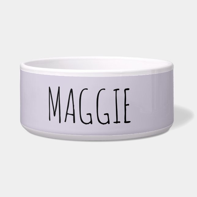 Personalized Light Lavender Ceramic Pet Bowl (Front)