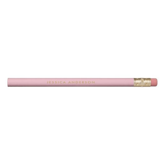Personalized Light Pink And Gold Pencil (Front)