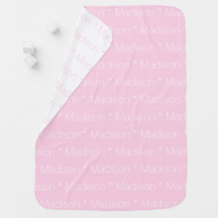 Personalized light pink custom name reversible baby blanket