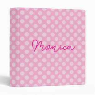 Personalized Light Pink Polka Dot 3 Ring Binder