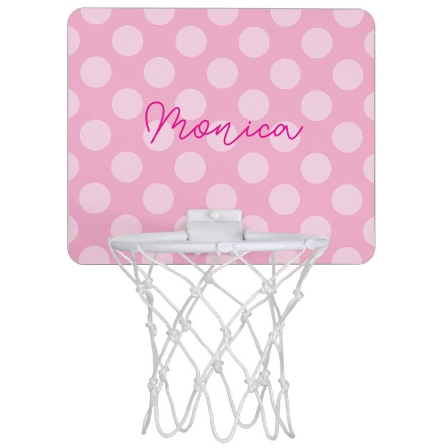 Personalized Light Pink Polka Dot Mini Basketball Hoop (Front)