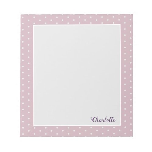 Personalized Light Pink Polka Dot Notepad