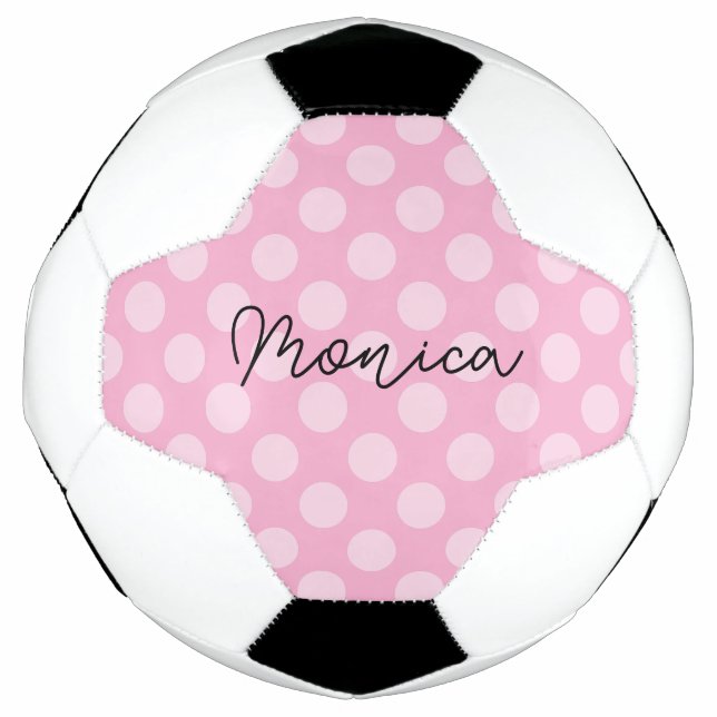 Personalized Light Pink Polka Dot Soccer Ball (Front)