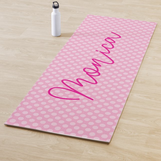 Personalized Light Pink Polka Dot Yoga Mat (In Situ)