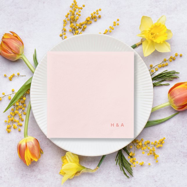 Personalized Light Pink Wedding Cocktail Napkins (Personalized Light Pink Wedding Cocktail Napkins for a Spring Wedding Pink Wedding)
