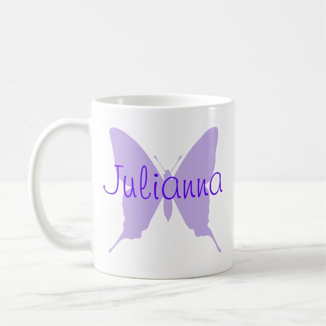 Personalized Light Purple Butterfly Shape Coffee Mug (Left)