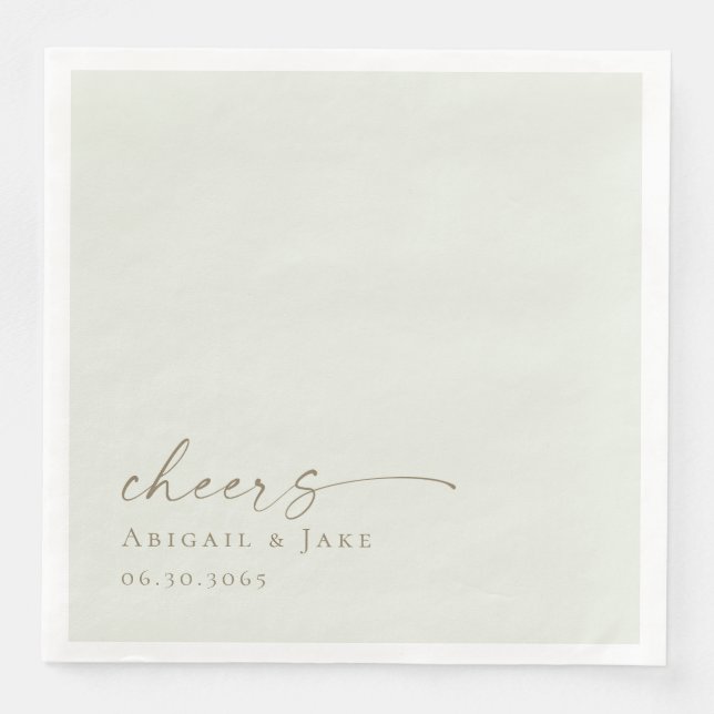 Personalized Light Sage Wedding Dinner Napkins (Front)
