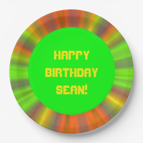 Personalized Light Show Fractal Art Birthday Paper Plates