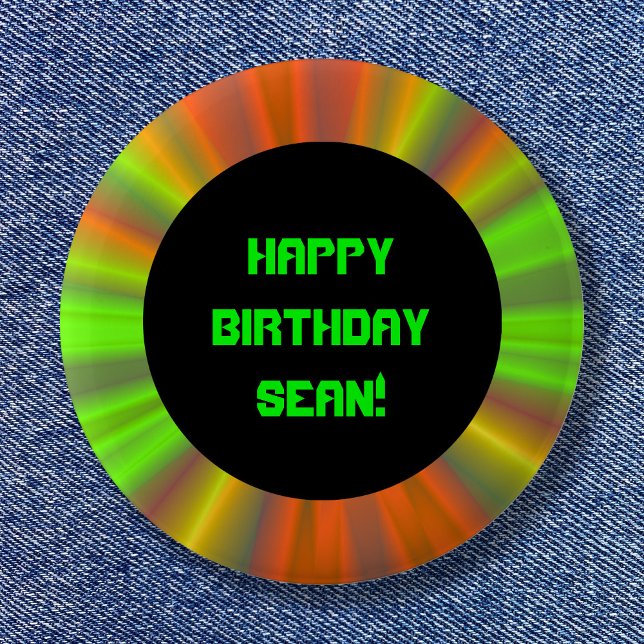 Personalized Light Show Fractal Art Birthday Pinback Button (Personalized Light Show Fractal Art Birthday Pinback Button)