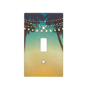Personalized Light Switch Plate Beach Sunset Palm