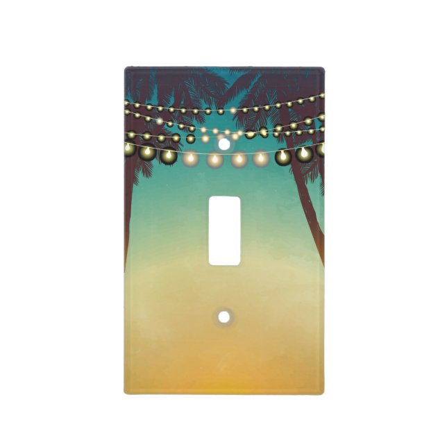 Personalized Light Switch Plate Beach Sunset Palm (Front)