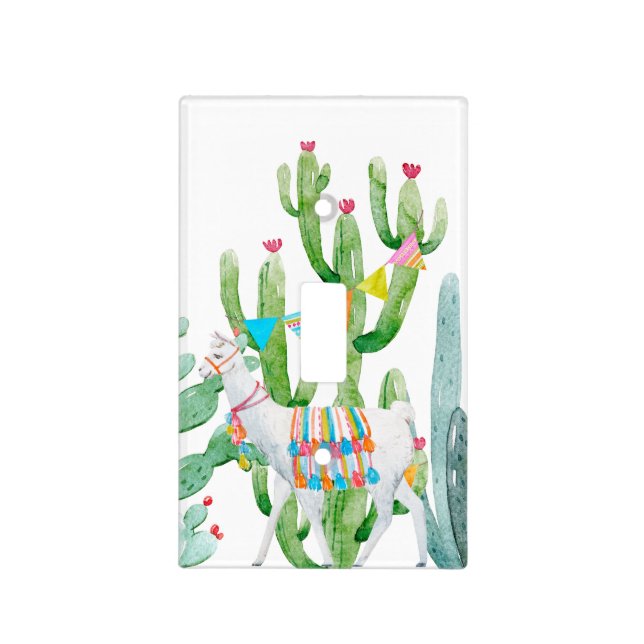 Personalized Light Switch Plate Boho Llama Bohemia (Front)