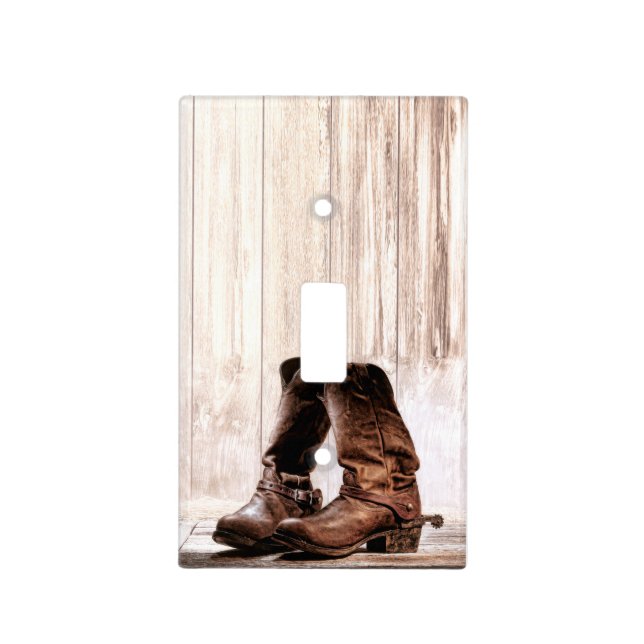 Personalized Light Switch Plate boots country rust (Front)