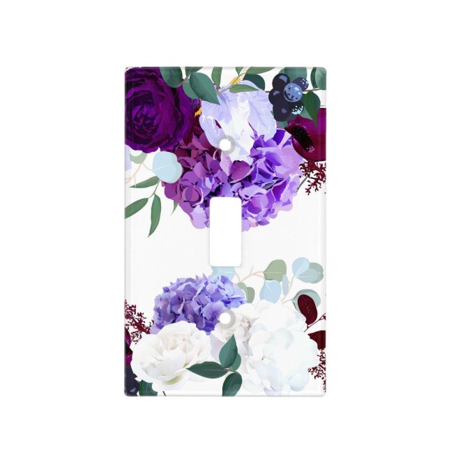 Personalized Light Switch Plate Lavender Hibiscus (Front)