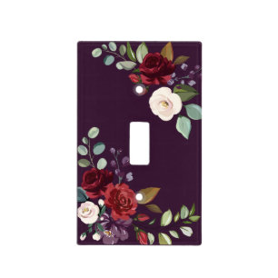 Personalized Light Switch Plate Plum Purple Roses