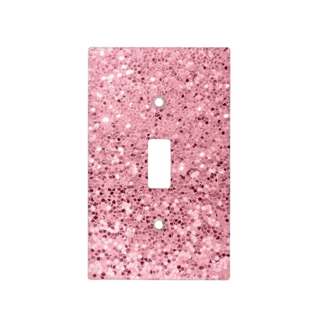 Personalized Light Switch Plate Rose Gold Glitter (Front)
