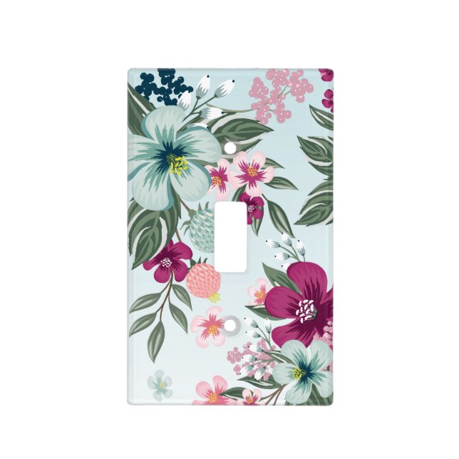 Personalized Light Switch Plate Tropical Flower on (Front)