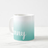 Personalized Light Teal and White Ombre Coffee Mug (Front Left)